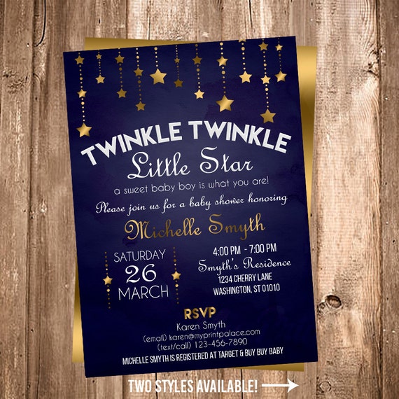navy blue and gold baby shower invitations