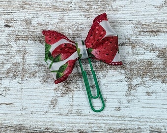 Strawberry Wired Bow Planner Clip