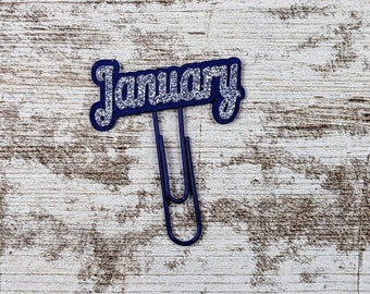 January Blue Glitter Planner Clip - Month Clip - New Year