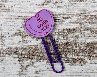 Over You Candy Heart Planner Clip - Seasonal Bookmark
