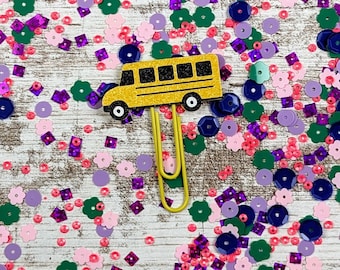 School Bus Planner Clip - Back to School Planner Clip - Fall Planner Clip - Bookmark