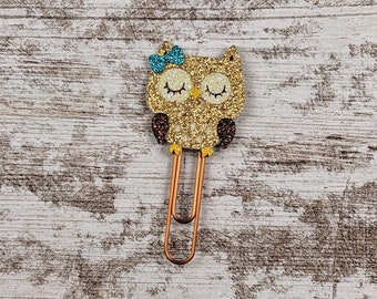 Rose Gold Owl Planner Clip