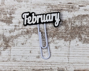 February White Glitter Planner Clip - Month Clip - Valentine's Day