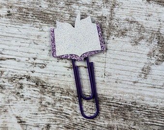 Lavender Open Book Planner Clip - Back to School Planner Clip - Teacher Planner Clip - Bookmark