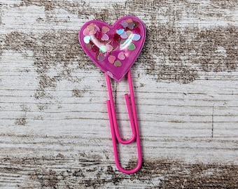 Pink Heart Love Shaker Planner Clip