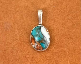 Colgante de lágrima de plata esterlina con turquesa y cobre Oyster