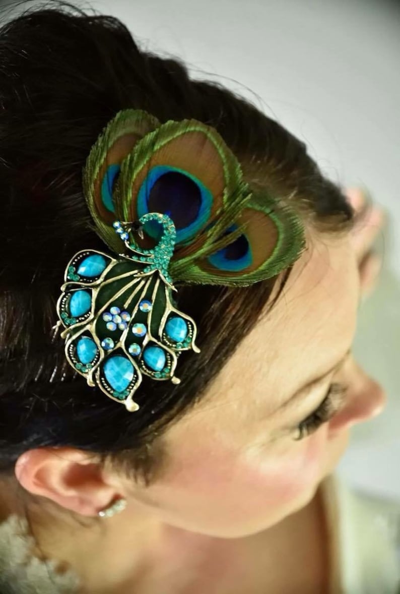Peacock Hair Comb Wedding Fascinator Etsy