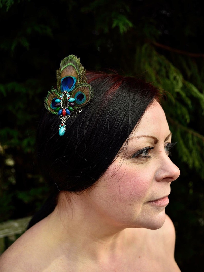 Peacock Hair Comb Wedding Fascinator Etsy
