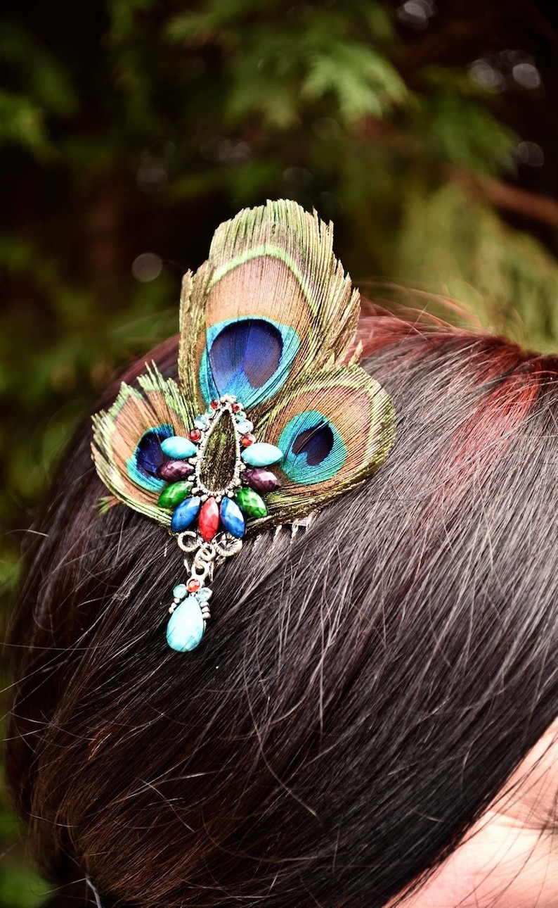 Peacock Hair Comb Wedding Fascinator Etsy