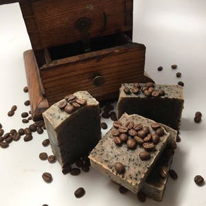 Handmade Cup o&#39; Joe Coffee soap, Cold process, Tea Tree & Rosemary Essential Oil, Exfoliating