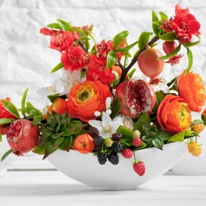 Luxus künstliche Blumen für Mittelstücke, elegante florale Wohnkultur, künstliche Granatäpfel, tropische Blumen und Früchte in Vasentischdekor Bild 1