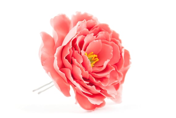 Peony Flower Hair Clip Coral Flowers Hair Pin Wedding Hair Etsy Peony Flower Hair Clip Coral Flowers Hair Pin Wedding Hair Etsy