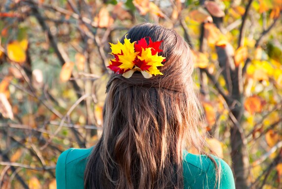 Fall Maple Leaves Hair Decorations Forest Wedding Hair Combs Etsy