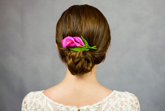 Calla lily flowers for hair Bridal hair barrette Bridal hair | Etsy