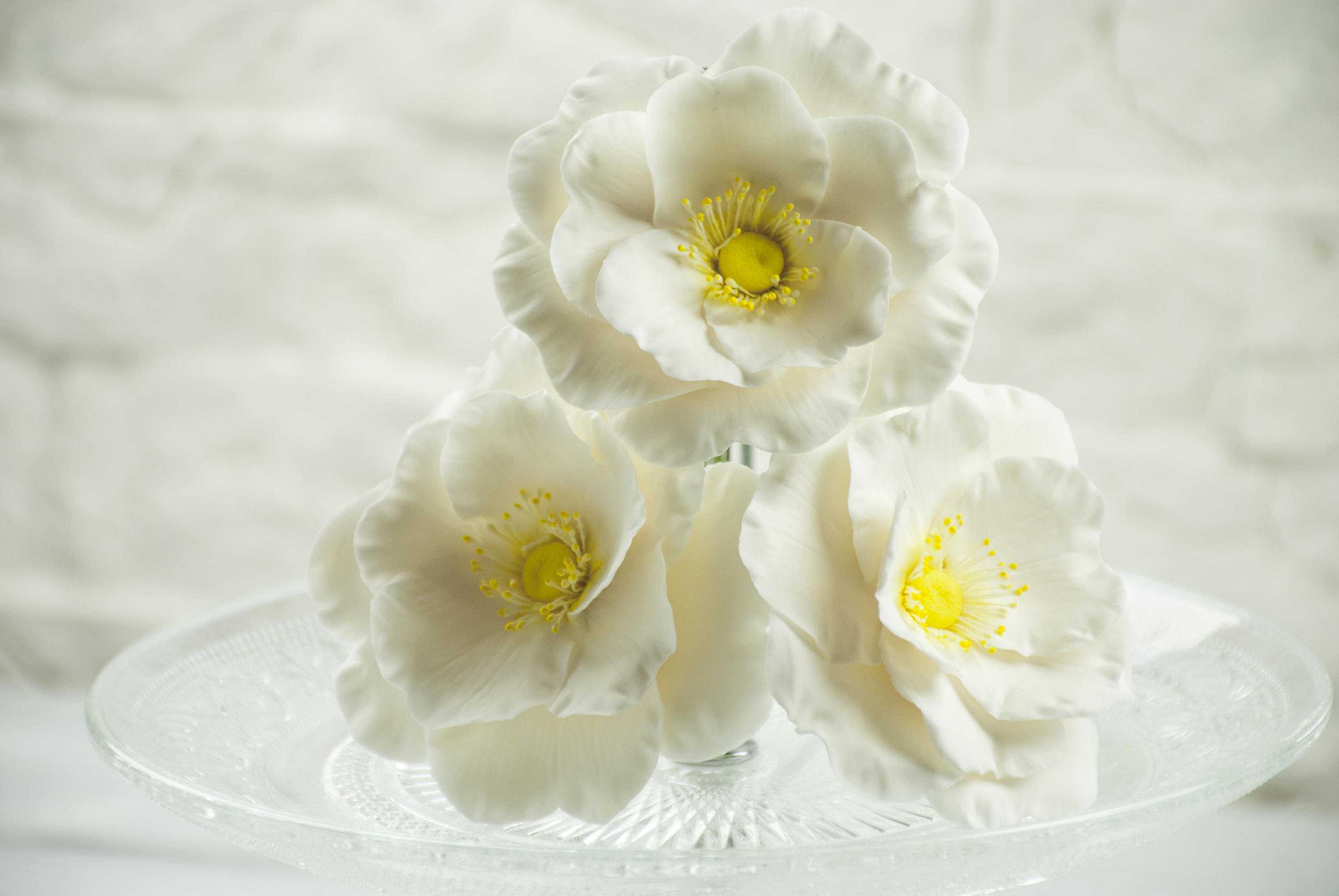 White flower cake topper set of 3 wedding cake flowers Etsy