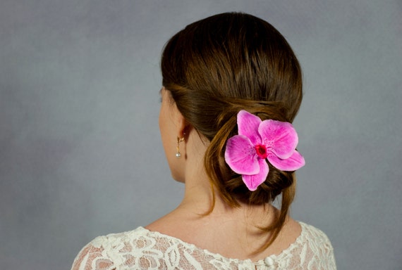Orchid Hair Clip Wedding Hair Flowers Phalaenopsis Orchid Flower Headpiece Pink Orchids Flower Hair Clips Prom Accessories Flower Girl Gifts