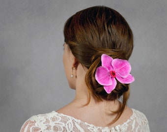 Orchid hair clip, wedding hair flowers, phalaenopsis flower for hair, pink headpiece, bridal hair clips, prom accessories, flower girl gifts