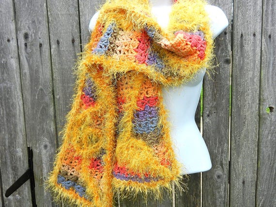 Yellow Green Blue Purple and Orange Color Block Scarf