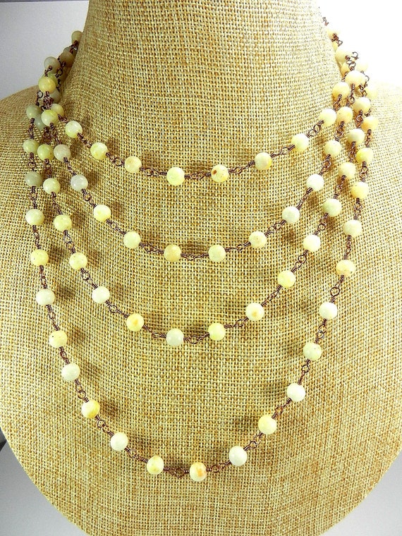 Lemon Jade Gemstone Antique Copper Wire Wrapped Necklace with Matching Dangle Drop Earrings