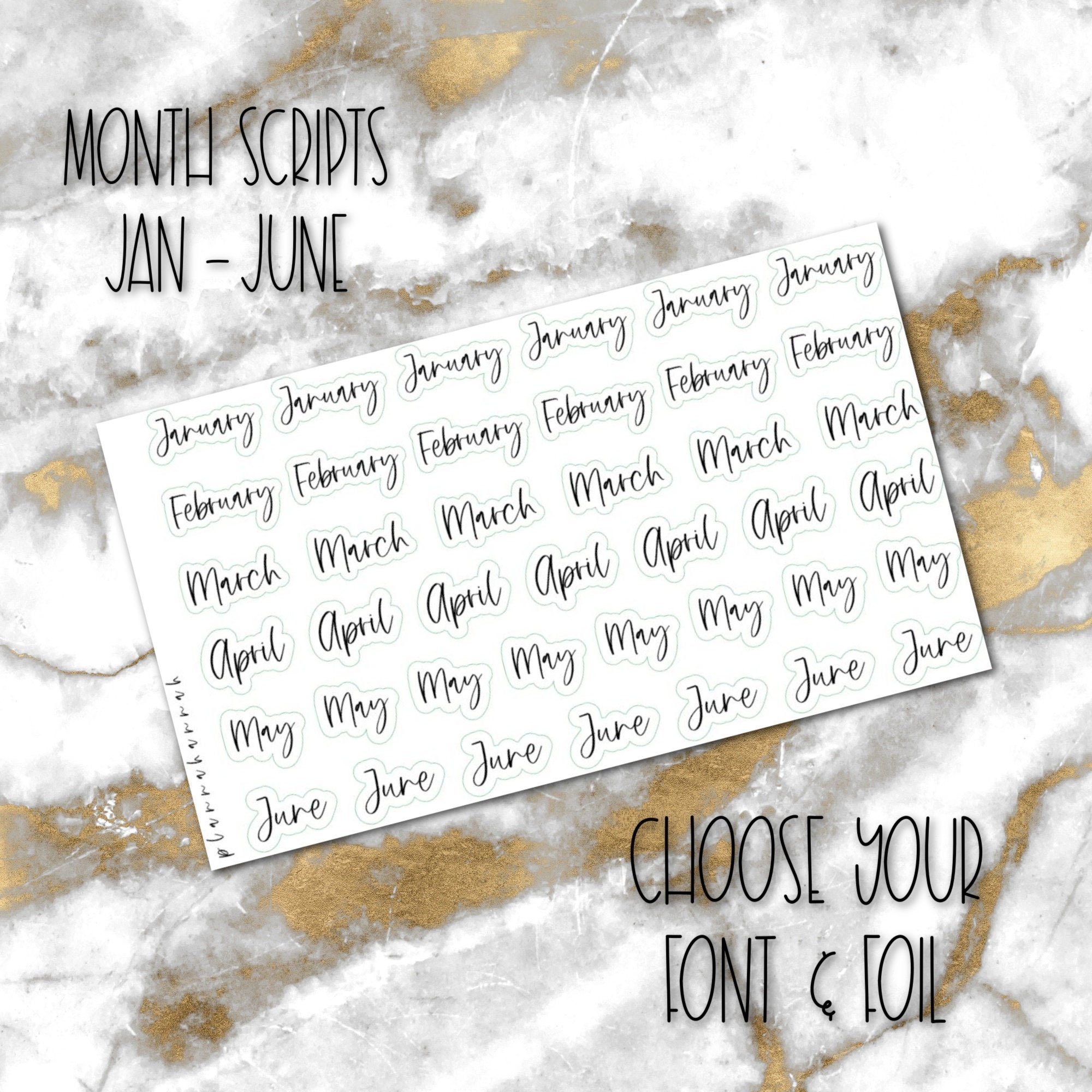 January-June | Foiled Month Stickers