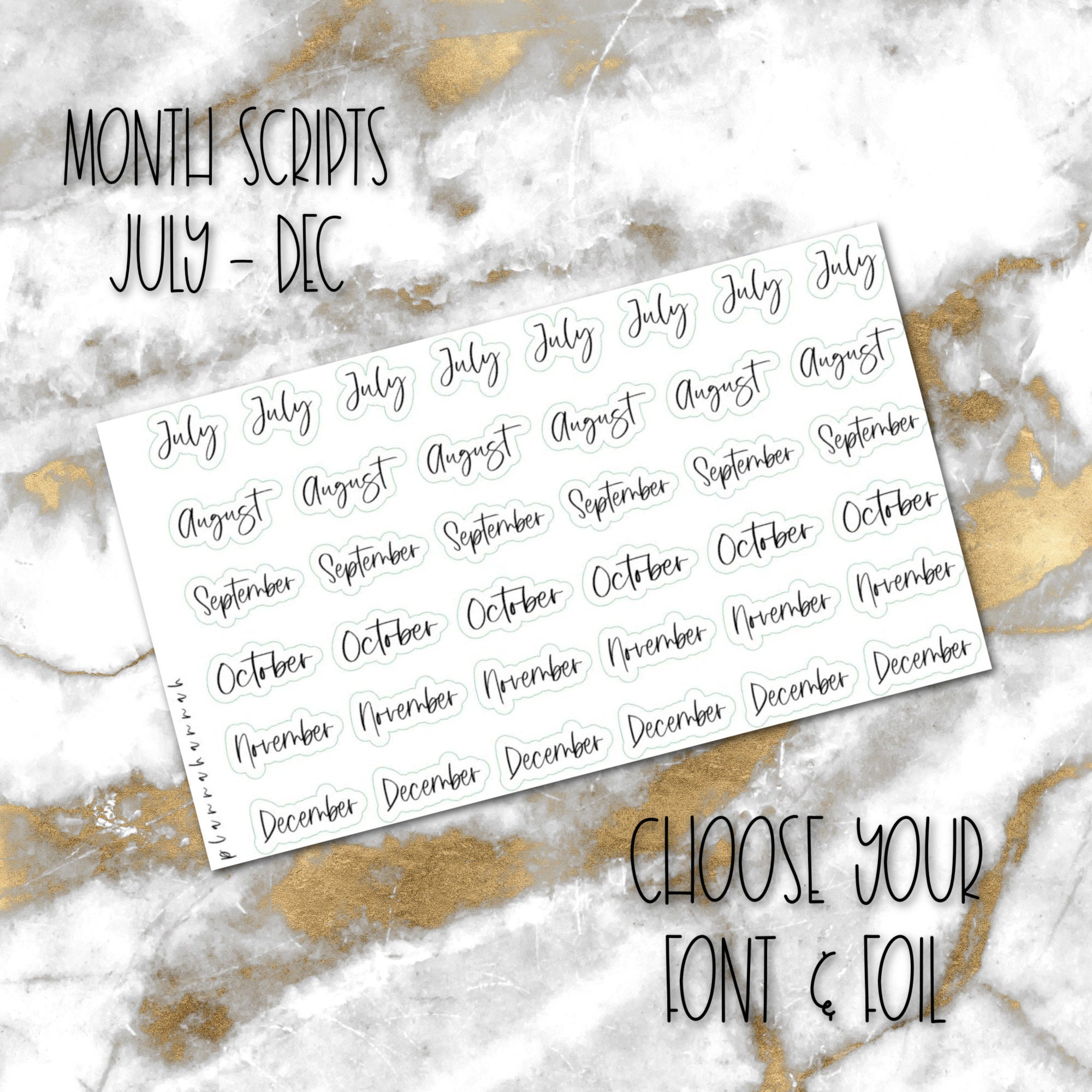 July-December | Foiled Month Stickers