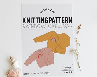 Baby and Toddler Rainbow Cardigan Knitting Pattern. Rainbow cardigan PDF knitting pattern. Instant Download