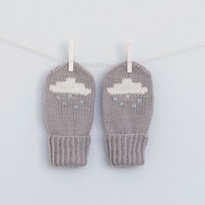 Baby and Toddler Mittens Knitting Pattern. Rain Cloud Mittens Knitting Pattern. PDF knitting pattern. Instant Download image 3