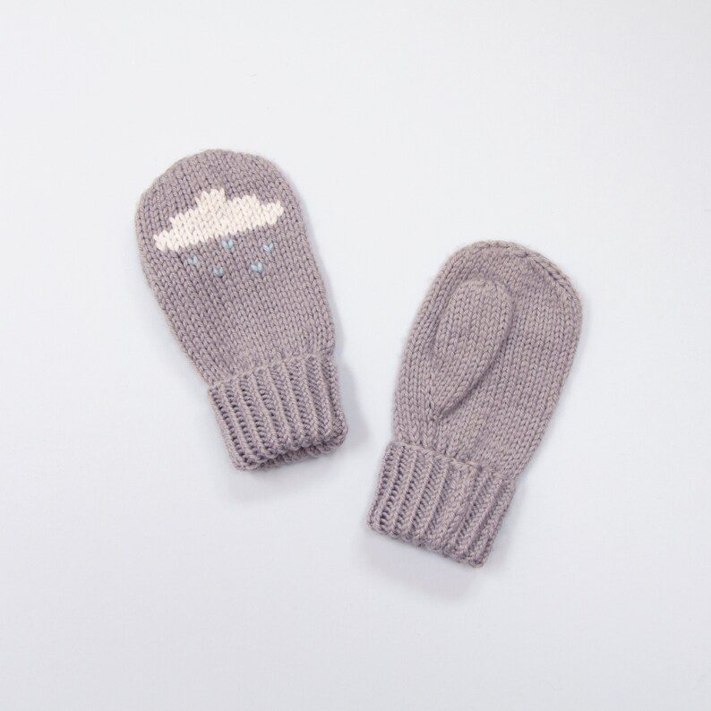 Baby and Toddler Mittens Knitting Pattern. Rain Cloud Mittens Knitting Pattern. PDF knitting pattern. Instant Download image 4