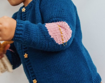 Modèle de tricot de cardigan pour bébé et tout-petit. Modèle de tricot Space Cardigan PDF. Téléchargement instantané