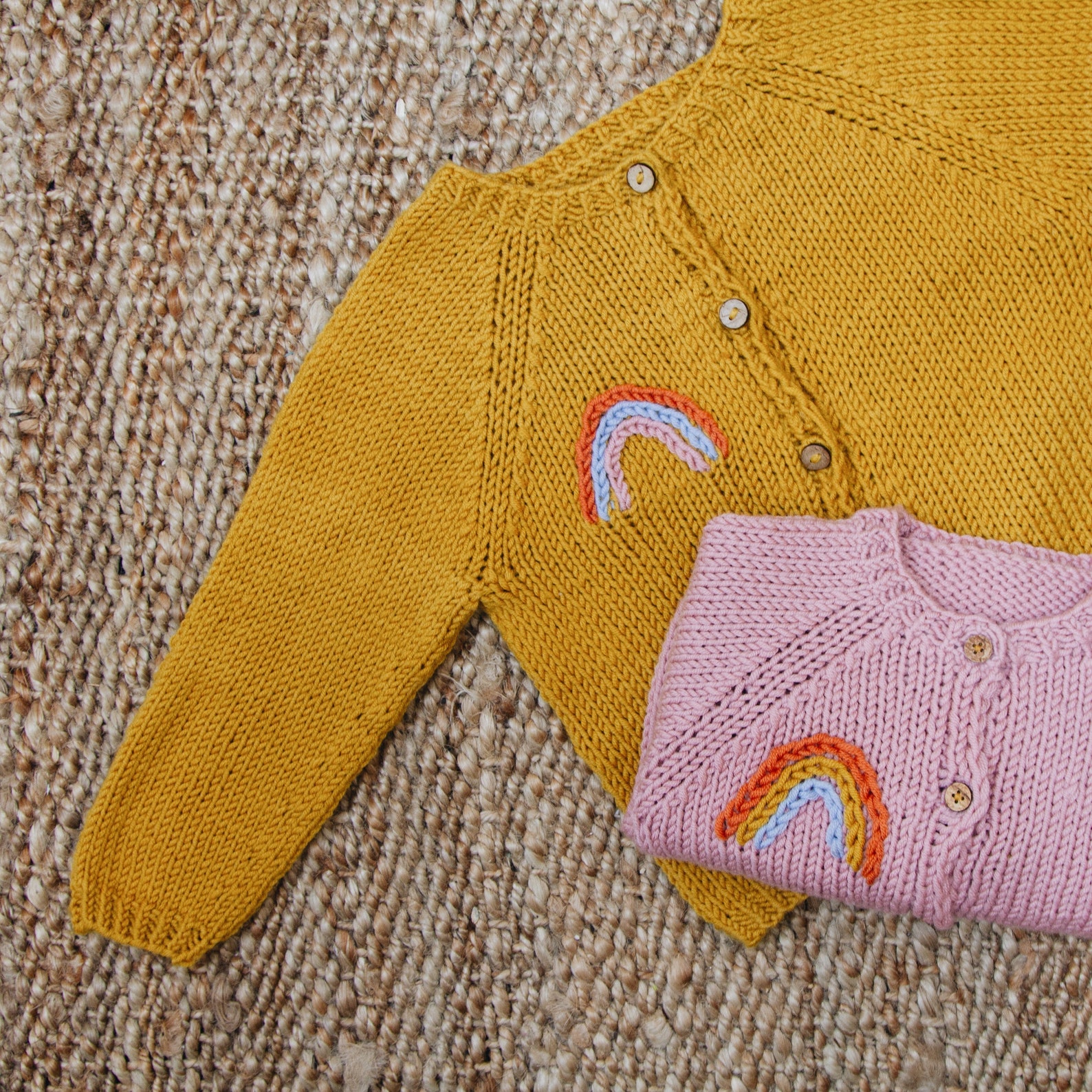 Baby and Toddler Rainbow Cardigan Knitting Pattern. Rainbow Cardigan