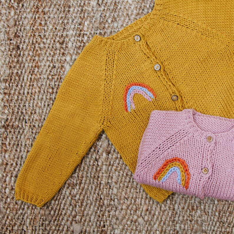 Baby and Toddler Rainbow Cardigan Knitting Pattern. Rainbow Cardigan