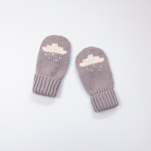 Baby and Toddler Mittens Knitting Pattern. Rain Cloud Mittens Knitting Pattern. PDF knitting pattern. Instant Download image 1
