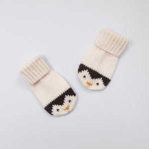 Baby and Toddler Mittens Knitting Pattern. Penguin Mittens Knitting Pattern. PDF knitting pattern. Instant Download image 1