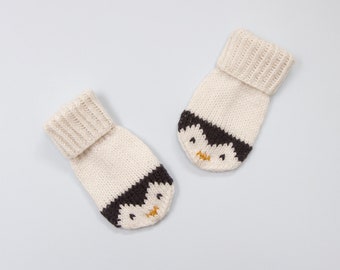 Baby and Toddler Mittens Knitting Pattern. Penguin Mittens Knitting Pattern. PDF knitting pattern. Instant Download