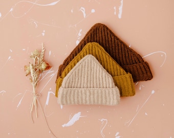 Brioche Beanie Knitting Pattern PDF | Sizes baby, toddler, child and adult beanie knitting pattern