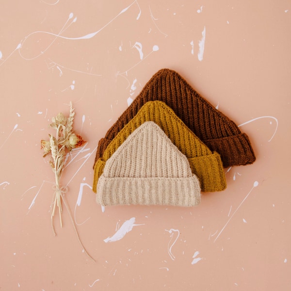 Brioche Beanie Knitting Pattern PDF | Sizes baby, toddler, child and adult beanie knitting pattern