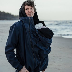 Jaqueta ELBRUS 3 em 1 Softshell para carregar bebês, frente/trás, para PAI, jaqueta de carregar, jaqueta softshell para carregar bebês, pai que carrega bebês
