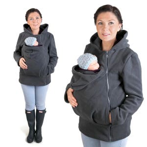 BASIC Babywearing  coat jacket Baby carrier hoodie Kangaroo jacket for Mom and Baby, baby wearing hoodie GRAPHITE NP12