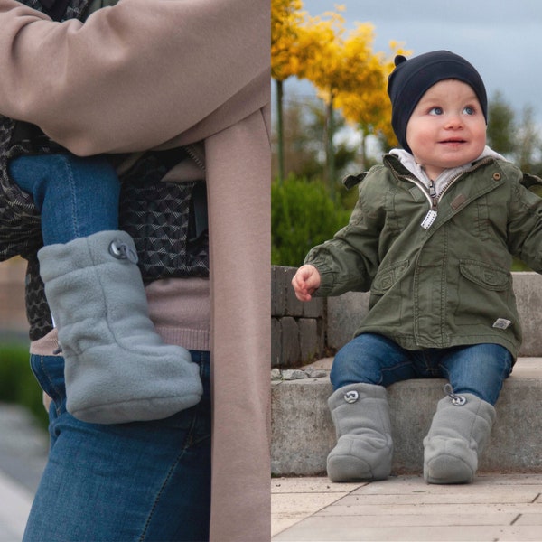 Fun2bemum  6-18 months adjustable Babywearing polar fleece boots, stay-put booties, carrier footwear, sling shoes