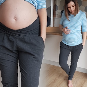 Maternity Trousers/Maternity Pants under-the-bump jersey Graphite