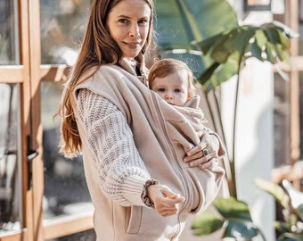 Chaleco, chaqueta y sudadera de forro polar sin mangas para porteo de bebés 4 en 1 - POLARIS LATTE