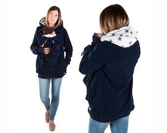 NEW LUNA 3in1 babywearing jacket Maternit Kangaroo  carrier for Mom and Baby, baby carrying coat Navy/Stars