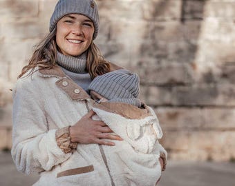 5in1 reversible maternity babywearing corduroy teddy jacket for carrying a baby CORDIA