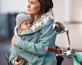 KAYA Babywearing maternity coat jacket street style  babycarrier warmer  front/back carry DUST MINT