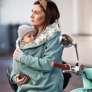 Casaco de maternidade KAYA Babywearing, jaqueta estilo rua, canguru para bebê, aquecedor frontal/traseiro, cor MENTA