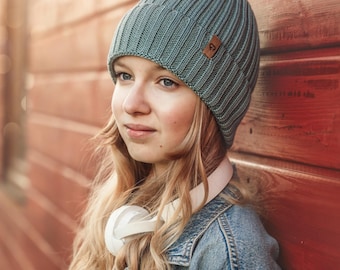 Merinowol herfstmuts voor volwassenen, gebreide muts UNISEX, hypoallergene muts, stofmunt, kerstcadeau