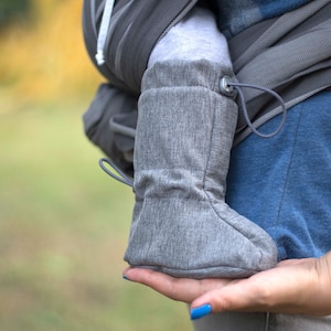 Botas softshell Fun2bemum 0-1, 1-2 anos para carregar bebês, botinhas que permanecem no lugar, calçados canguru, sapatos tipo sling, forrados com lã polar CINZA PÓ