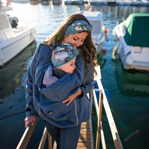 Enigma 5in1 BACK/FRONT Softshell Babywearing jacket,  carrier jacket, softshell baby carrying jacket INDIGO Melange