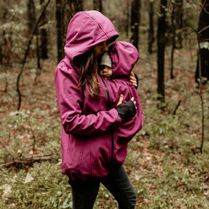 EVEREST 3in1 Softshell Babywearing coat, maternity coat, carrier jacket, softshell baby carrying jacket, maternity , mom and baby coat PLUM