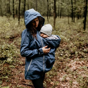 Jaqueta Softshell para carregar bebês Enigma 5 em 1, jaqueta para carregar bebês, jaqueta softshell para carregar bebês, cor ÍNDIGO Melange